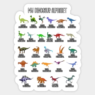 Types Of Dinosaurs Alphabet A-Z ABC Dino Identification Sticker